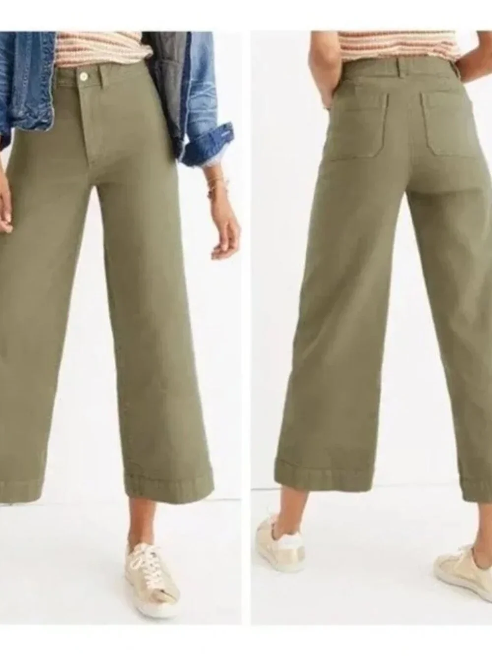 Madewell The Emmett Wide-Leg Crop Pant in Khaki - Size 30